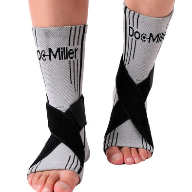 Ankle Brace Compression Support Sleeve w/ Straps Black and Gray