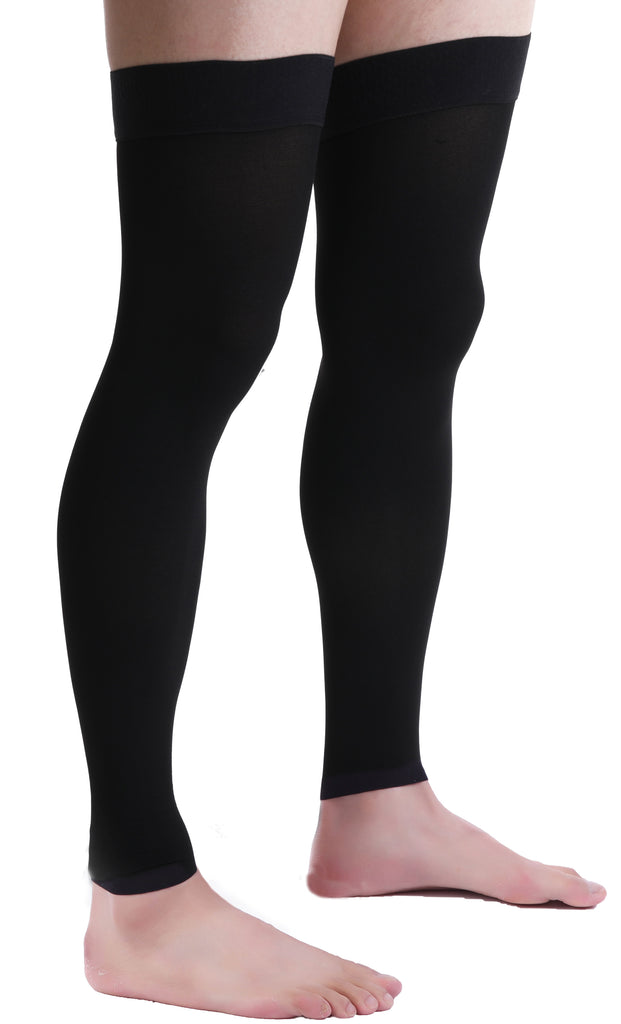 Doc Miller Thigh High Open Toe Compression Hose 20-30 mmHg Opaque Stockings