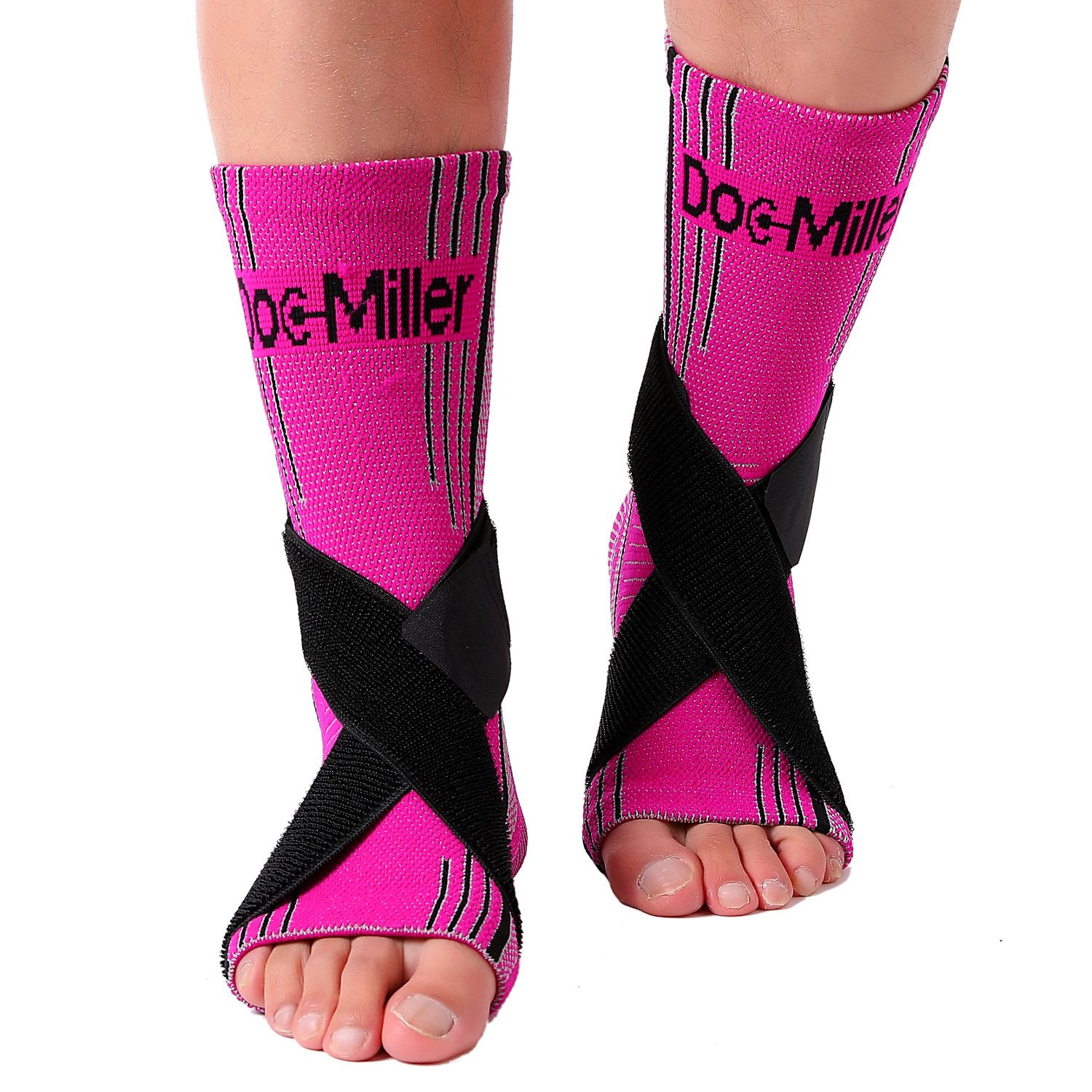 Ankle Brace Compression Support Sleeve w/ Straps SOLID PINK – Doc