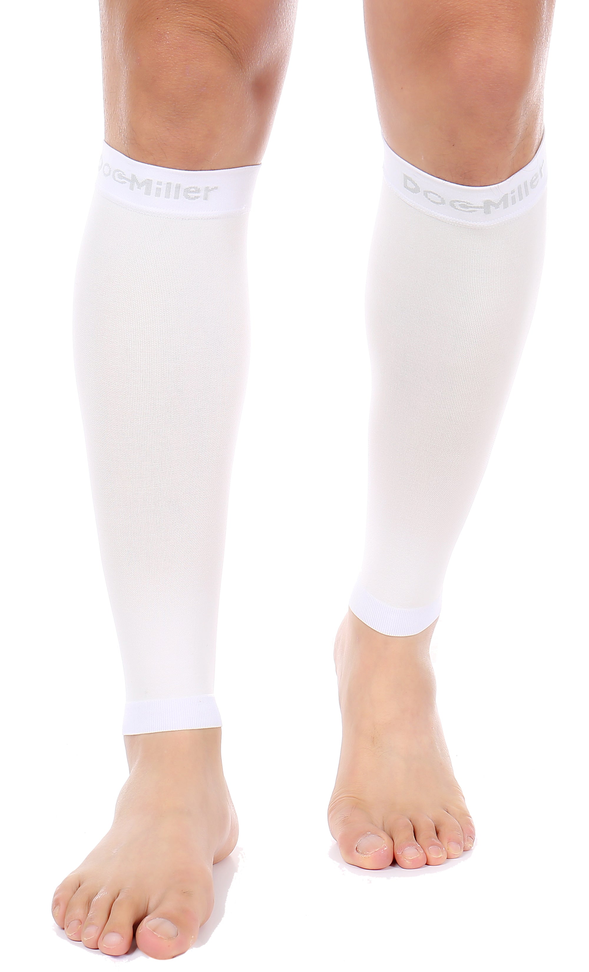 Premium Calf Compression Sleeve 15-20 mmHg WHITE by Doc Miller