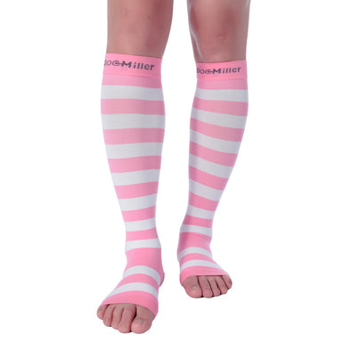 Open Toe Compression Sleeve 15-20 mmHg PINK/WHITE