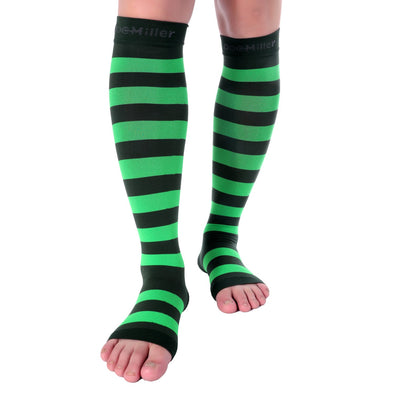 Open Toe Compression Sleeve 15-20 mmHg DARK GREEN/GREEN by Doc Miller