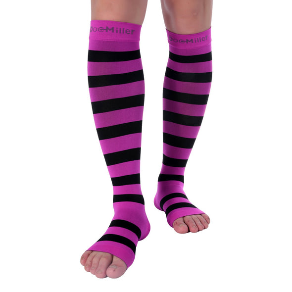 Open Toe Compression Sleeve 15-20 mmHg PINK/BLACK by Doc Miller