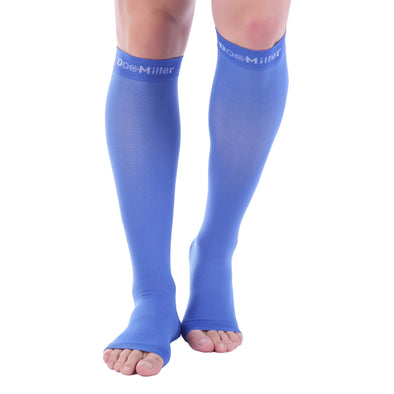 Open Toe Compression Socks 20-30 mmHg Argyle GRAY/BLUE by Doc Miller