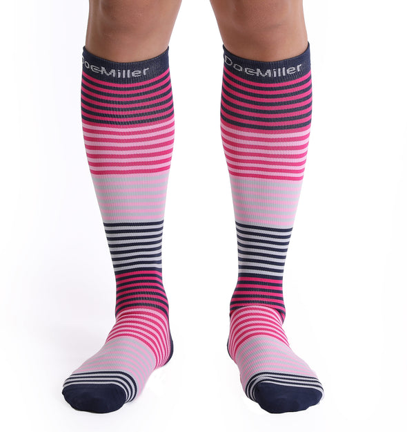 Doc Miller Compression Socks Knee High 15-20 mmHg Support for Men & Women Travel Recovery Circulation (Pink Candy)
