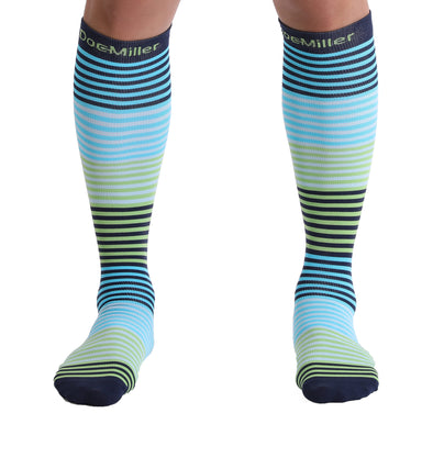 Doc Miller Compression Socks Knee High 15-20 mmHg Support for Men & Women  Travel Recovery Circulation (Gray Blue)