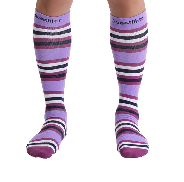 Doc Miller Compression Socks Knee High 15-20 mmHg Support for Men & Women Travel Recovery Circulation (Purple)