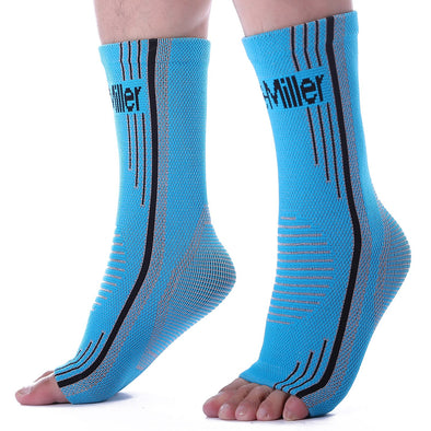 Solid Blue Ankle Brace Compression Sleeves for Foot Pain and Swelling 