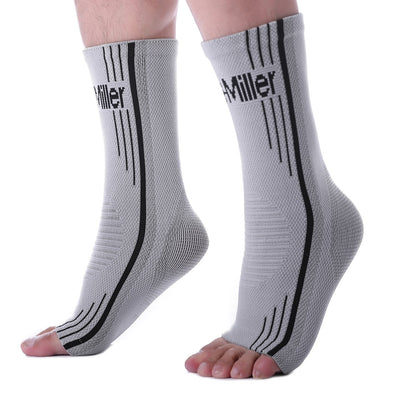 Solid Gray Ankle Brace Compression Sleeves for Foot Pain and Swelling 