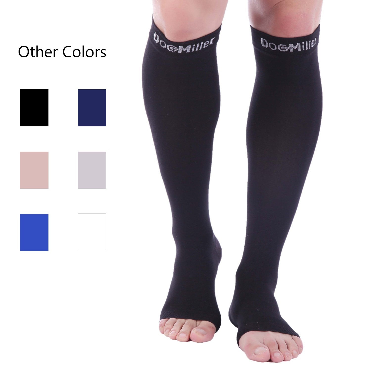 Dr. Comfort® Microfiber Opaque Plus 30-40mmHg Below Knee, Open Toe Unisex  Knee High Compression Stocking
