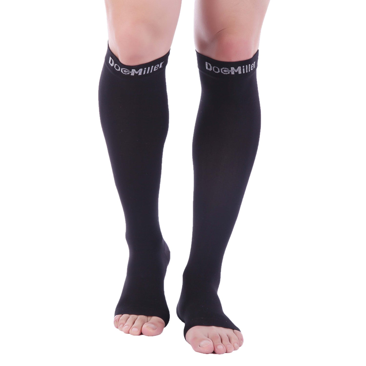 Open Toe Compression Socks 20-30 mmHg BLACK by Doc Miller
