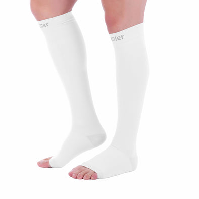 Open Toe Compression Socks 30-40 mmHg WHITE by Doc Miller