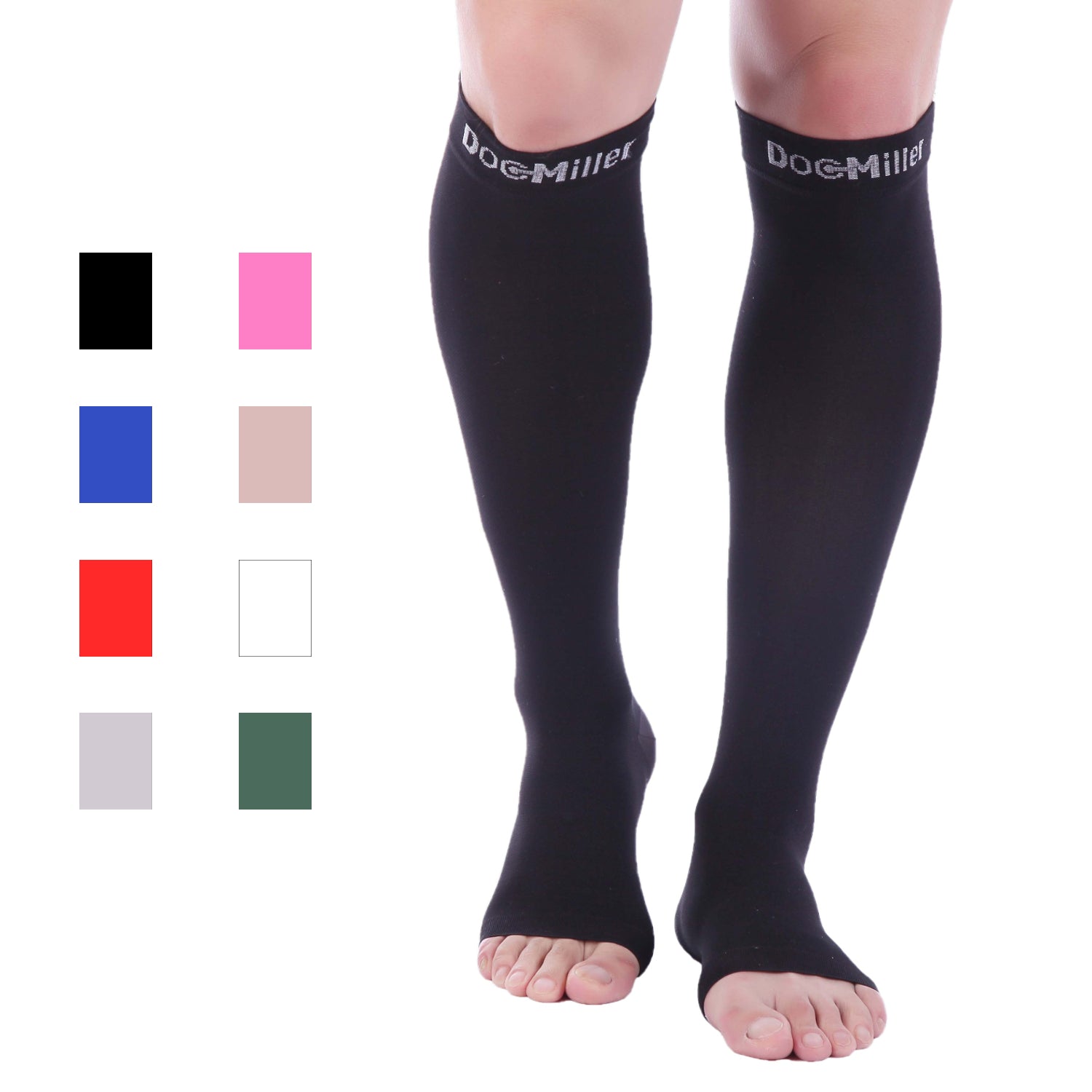 Open Toe Compression Socks for Men Women DVT Zipper Support Stockings  15-20mmHg