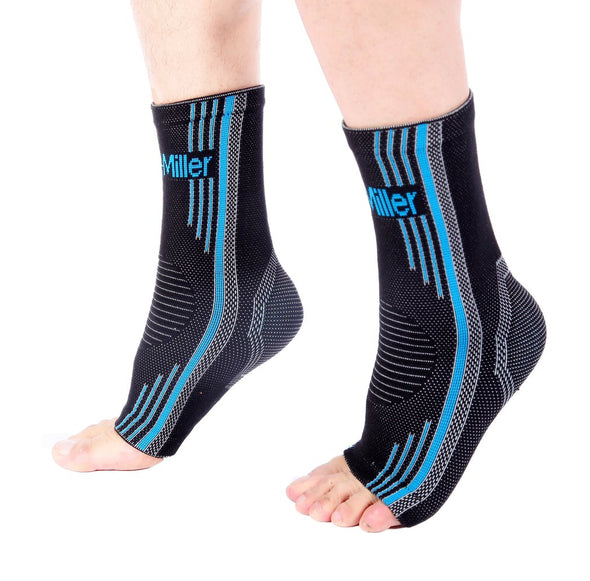 Blue Ankle Brace Compression Sleeves for Foot Pain and Swelling 